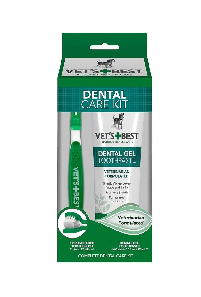 VET'S BEST Dental żel + szczoteczka zestaw